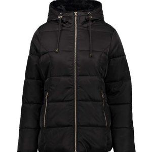 JESSICA SIMPSON | Black Hooded Faux Fur Puffer Zipper Coat (Size: Medium)